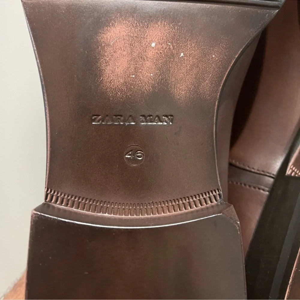 Brand New Zara Men's Classic Drk Brown Oxfords Sz 13 (46) - Picture 13 of 16